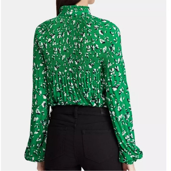 LAUREN Ralph Lauren Floral Print Tie Neck Georgette Top Woman’s Oversized Small - Picture 5 of 8